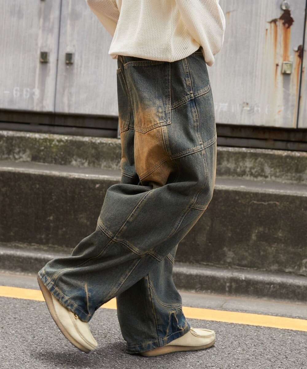 WEGO スーパービッグバレルレッグデニムパンツ 