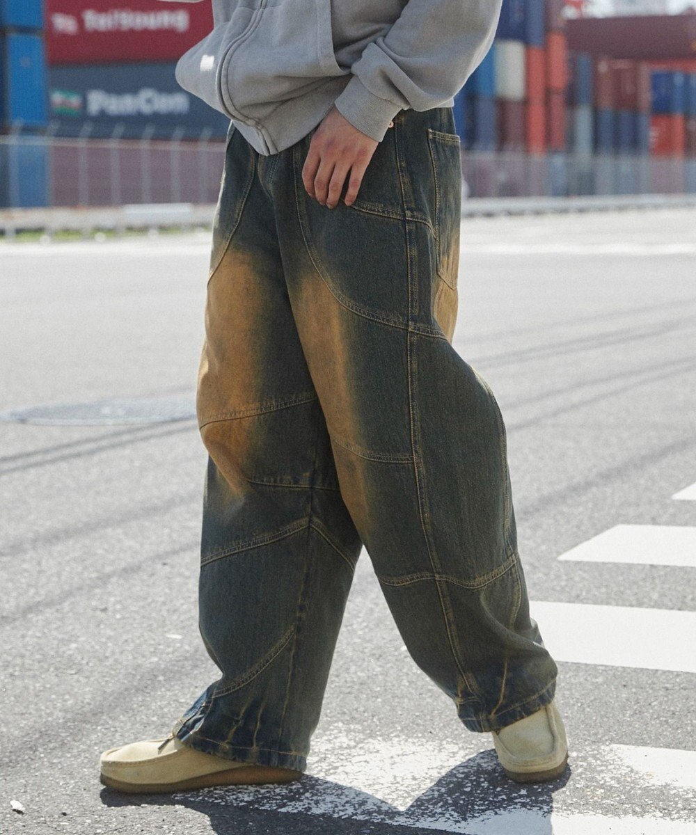 WEGO スーパービッグバレルレッグデニムパンツ 