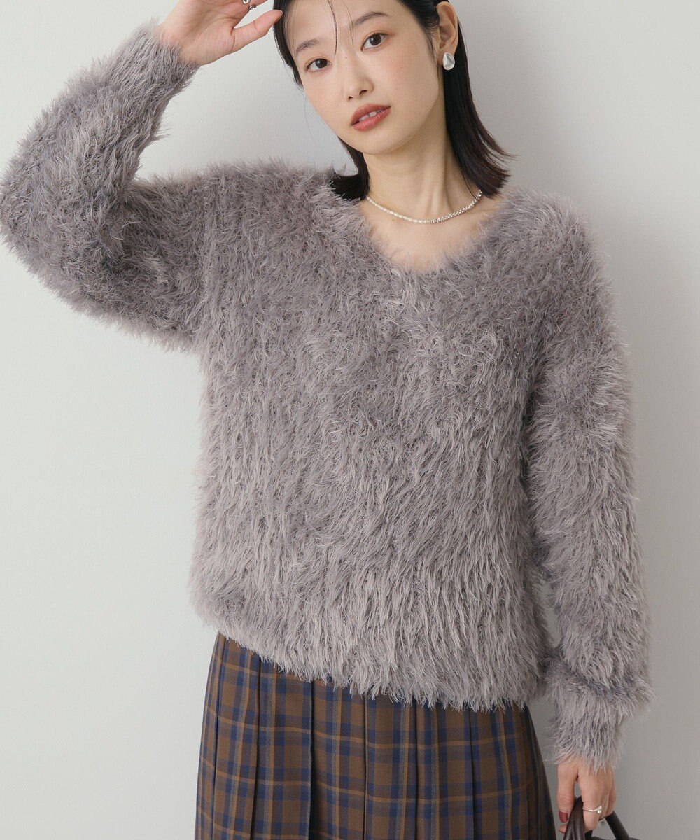 AMERICAN HOLIC Vネックシャギーニットプルオーバー 