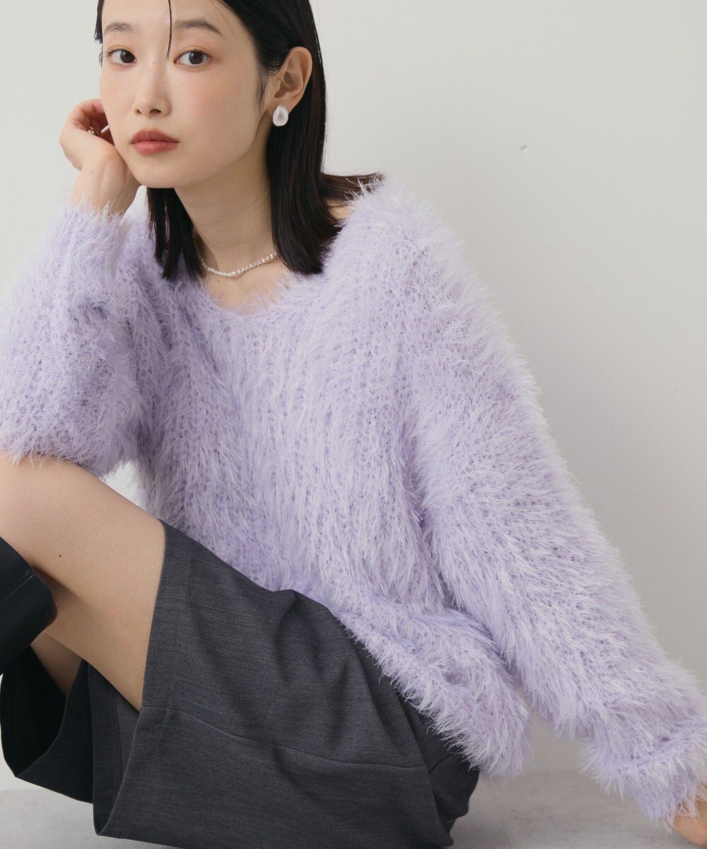 AMERICAN HOLIC Vネックシャギーニットプルオーバー 