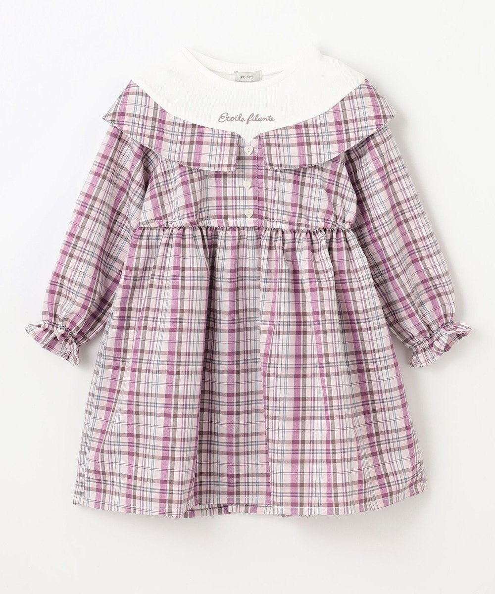 ANY KIDS チェックドッキングワンピース 