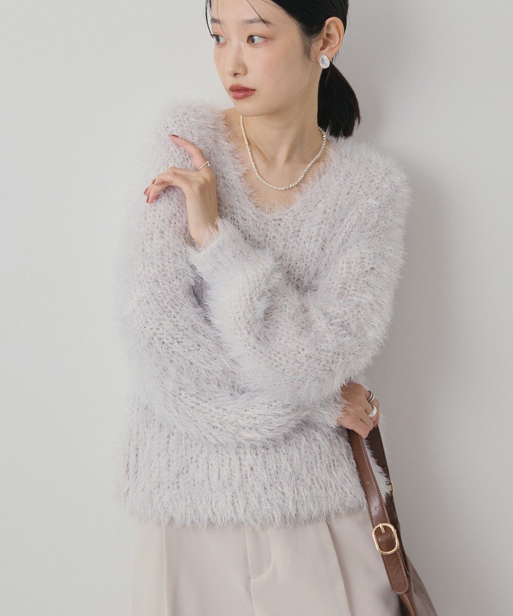 AMERICAN HOLIC Vネックシャギーニットプルオーバー 