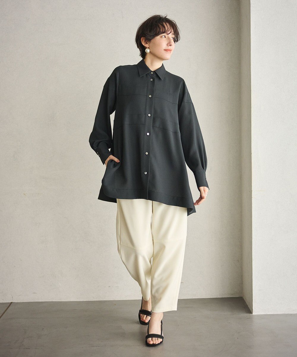 #Newans 【洗濯機可能】Aラインパネルチュニックシャツ 