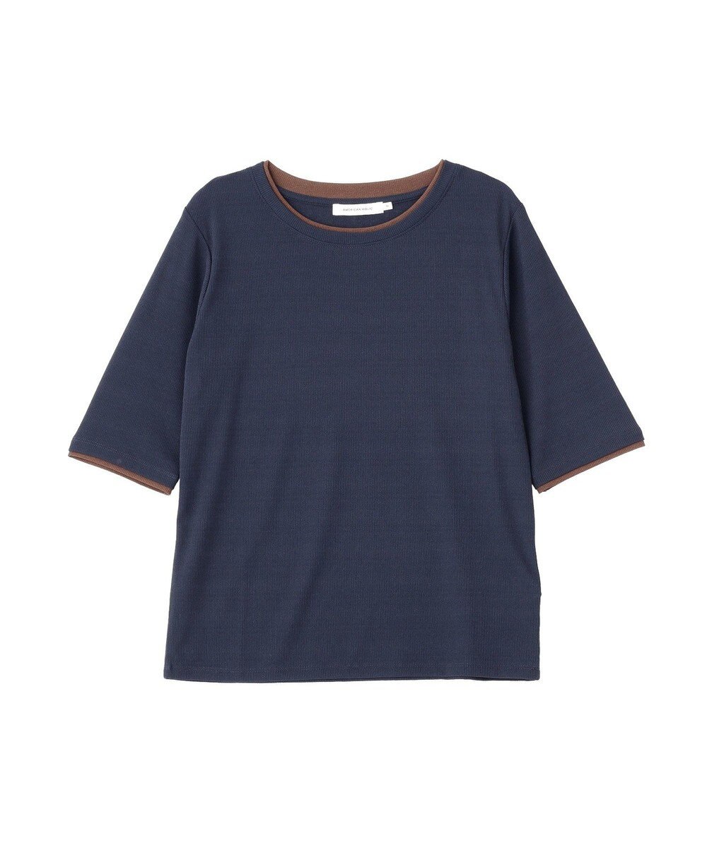 AMERICAN HOLIC シアーリブ配色プルオーバー 
