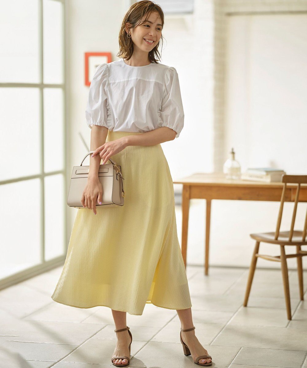 組曲 コットンローン ボリュームスリーブブラウス 