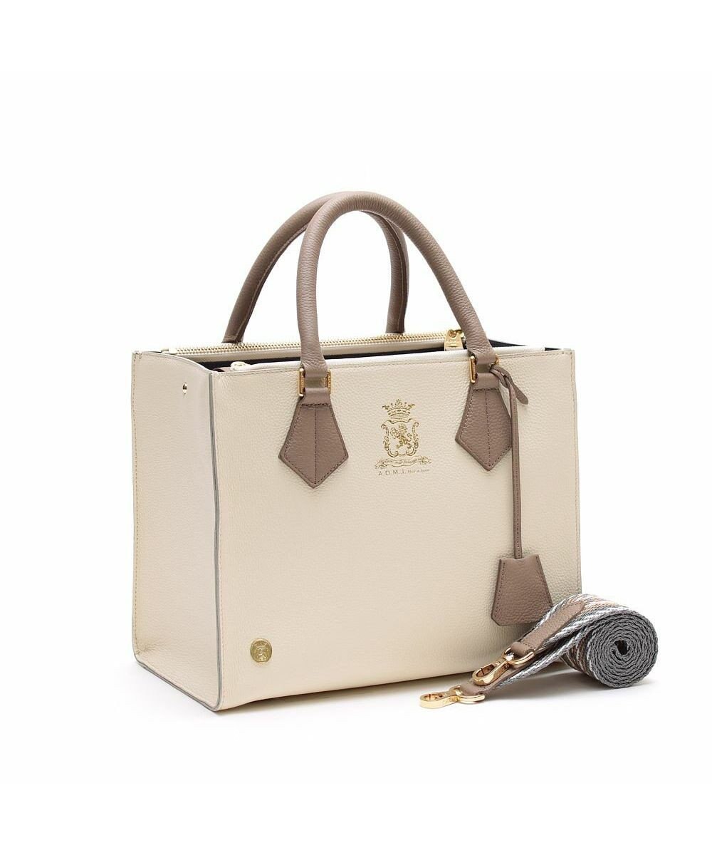 A.D.M.J. 【牛革】モーツァルト/スパニッシュレザーバイカラーWジップトートM 