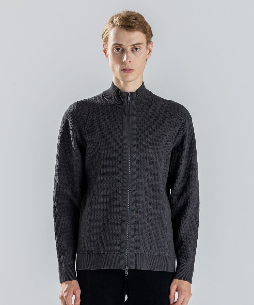 JOSEPH HOMME 【新柄】 ヴィスコースリンクス　ハイネックジップアップカーディガン 