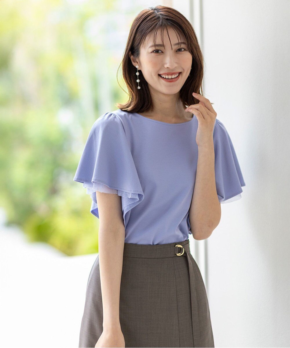 ANY SIS S 【接触冷感・UVケア】着映えフリルスリーブ カットソー 