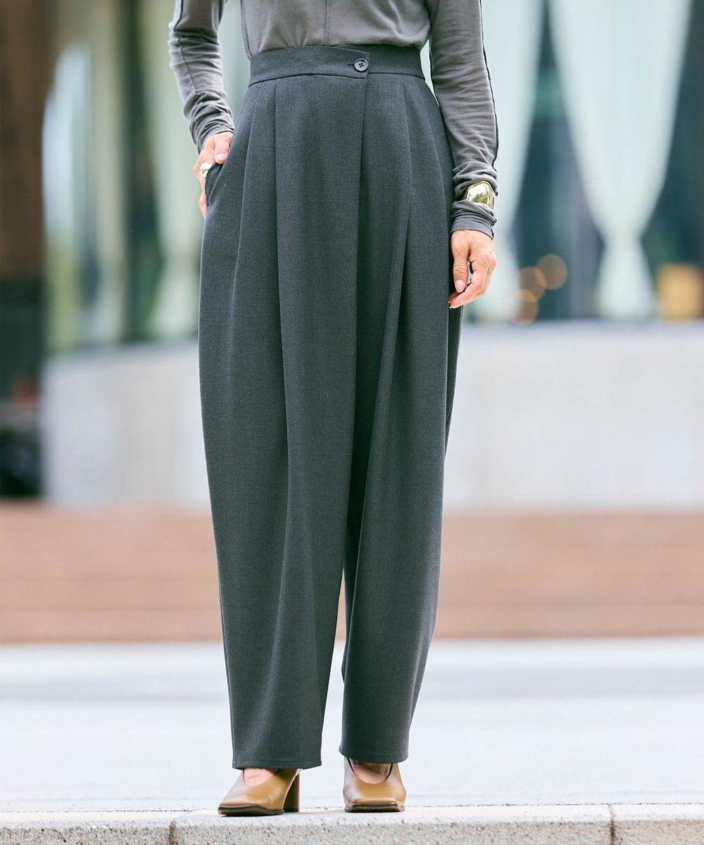 #Newans 【洗える】スラントフロントコクーンパンツ 