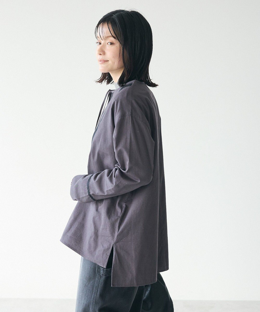 CRAFT STANDARD BOUTIQUE 刺繍入りツイルＶネックチュニック 