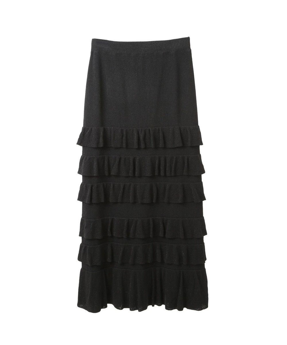 YECCA VECCA ティアードフリルラメニットスカート 