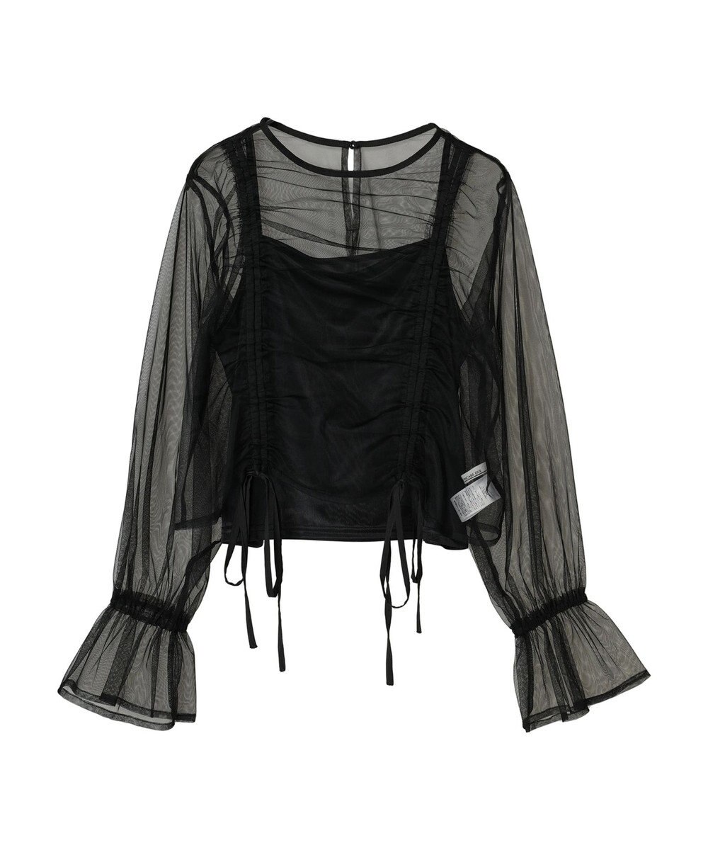 Green Parks ・ＥＬＥＮＣＡＲＥ　ＤＵＥ　チュールギャザーブラウス 
