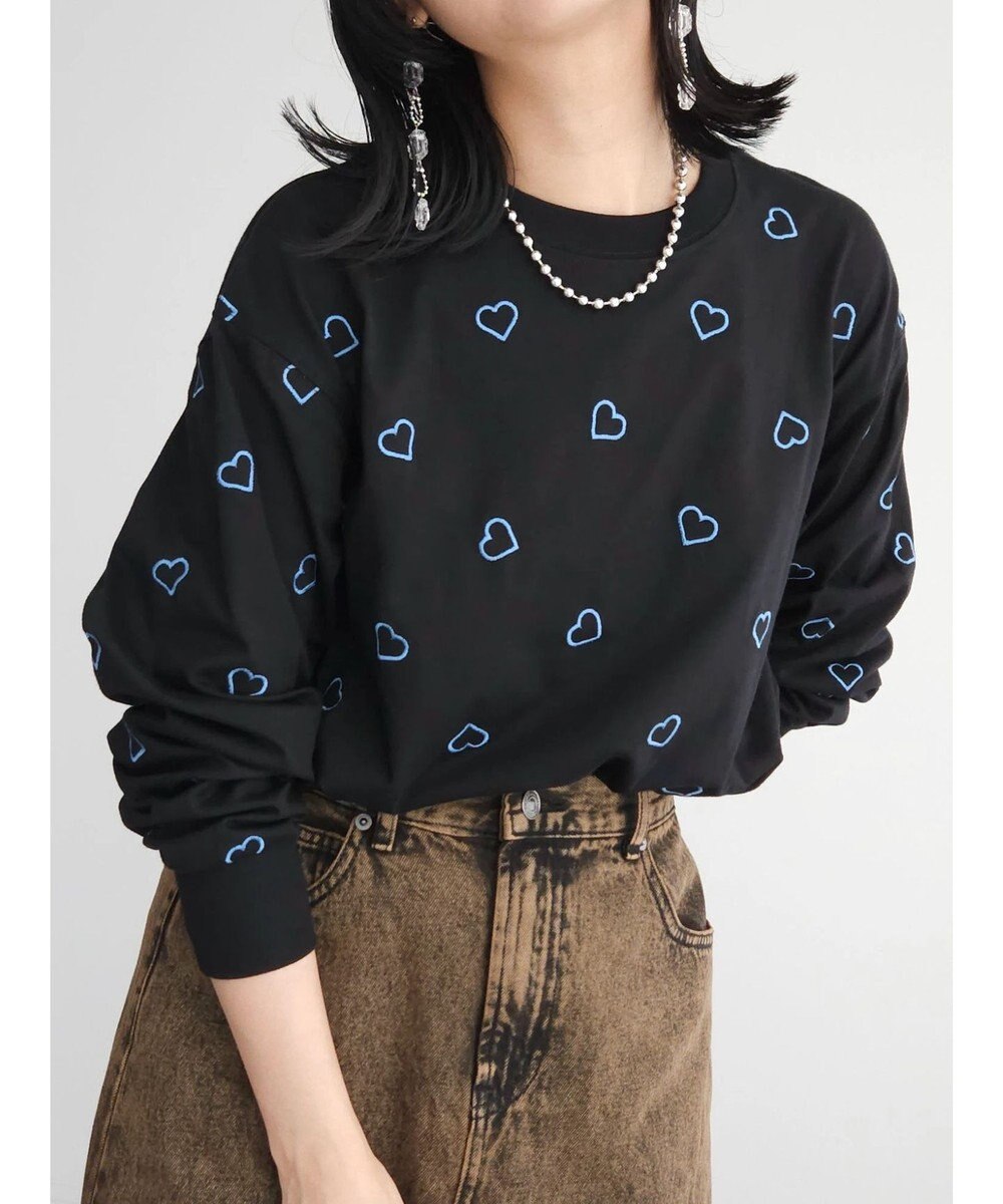 Green Parks ・Ｄｏｕｂｌｅ　Ｆｌａｇｓ　ハート刺繍ロンＴ 