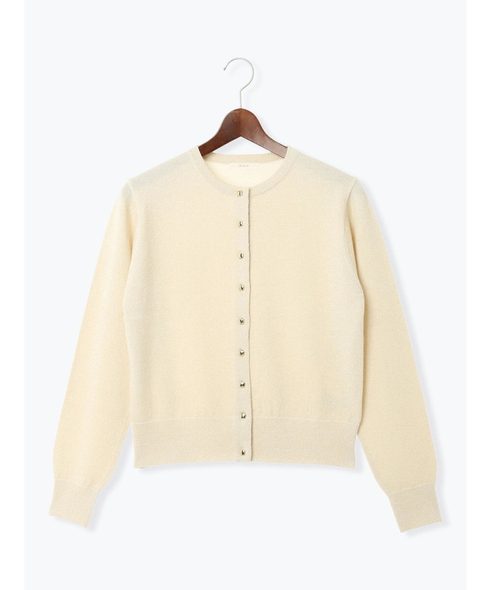 Te chichi メタルスクエア釦クルーネックカーディガン 