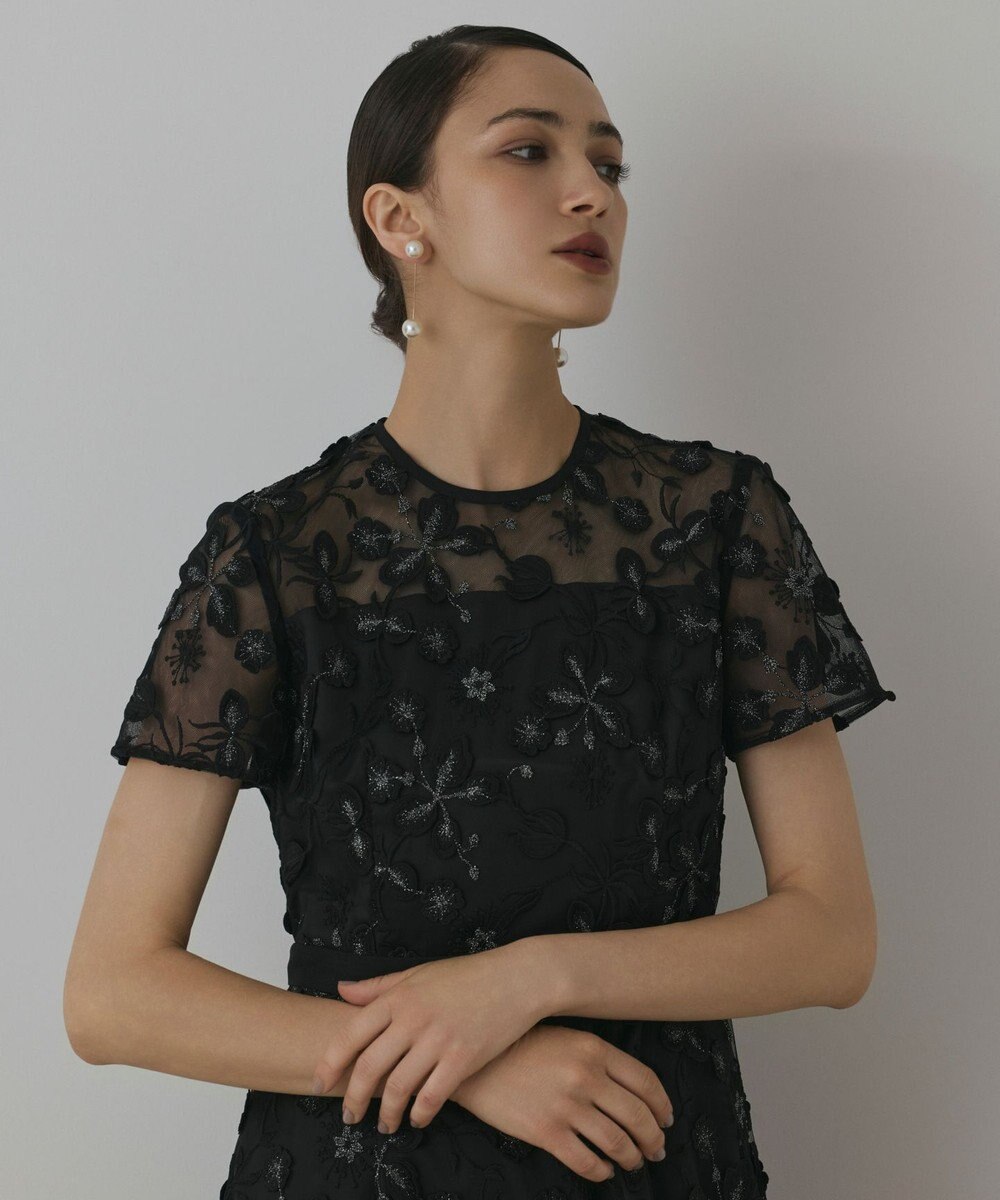 GRACE CONTINENTAL フラワ－フレアドレス 