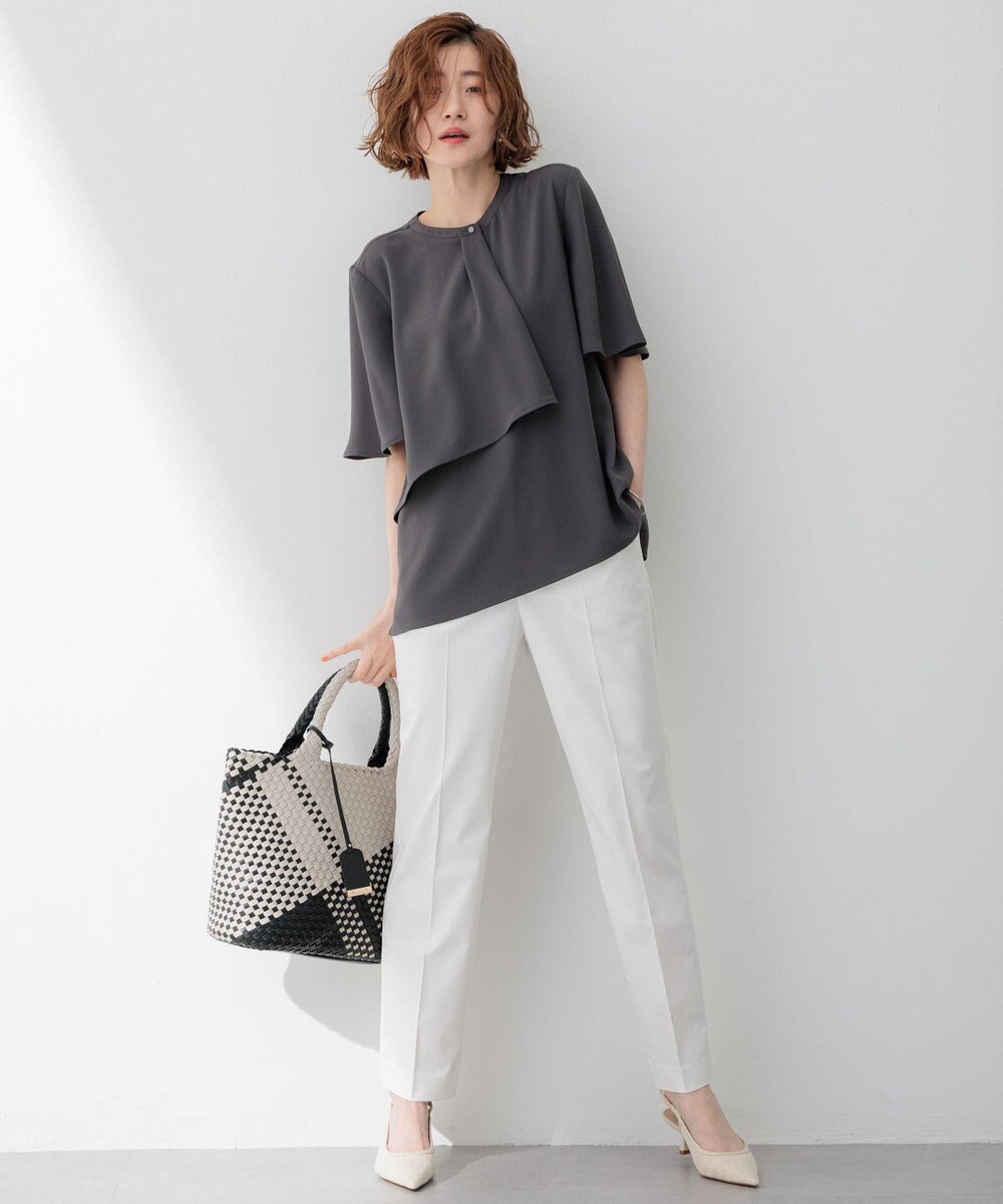 23区 S 【洗える】ストレッチジョーゼット アシンメトリー カットソー 