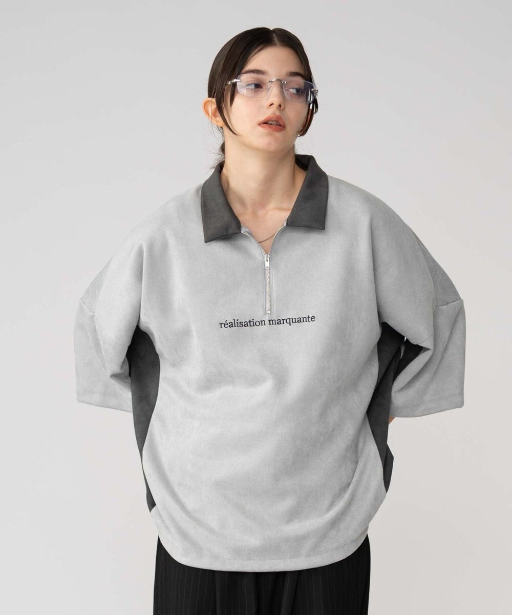 WEGO 【ユニセックス着用ITEM/MLサイズ展開】フェイクスウェードドルマンハーフZIPT（SS） 