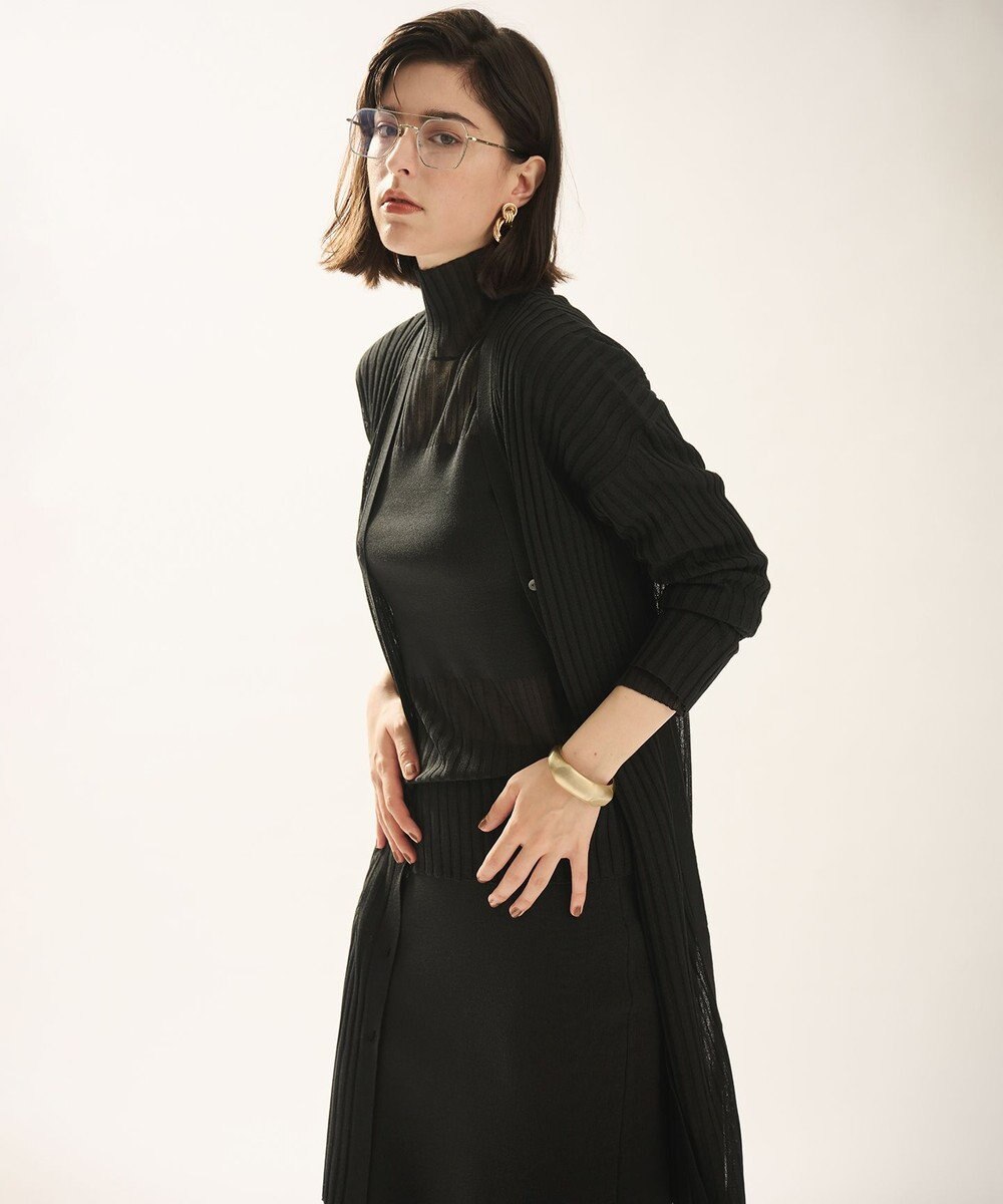 uncrave シアーニット リブロングカーディガン 