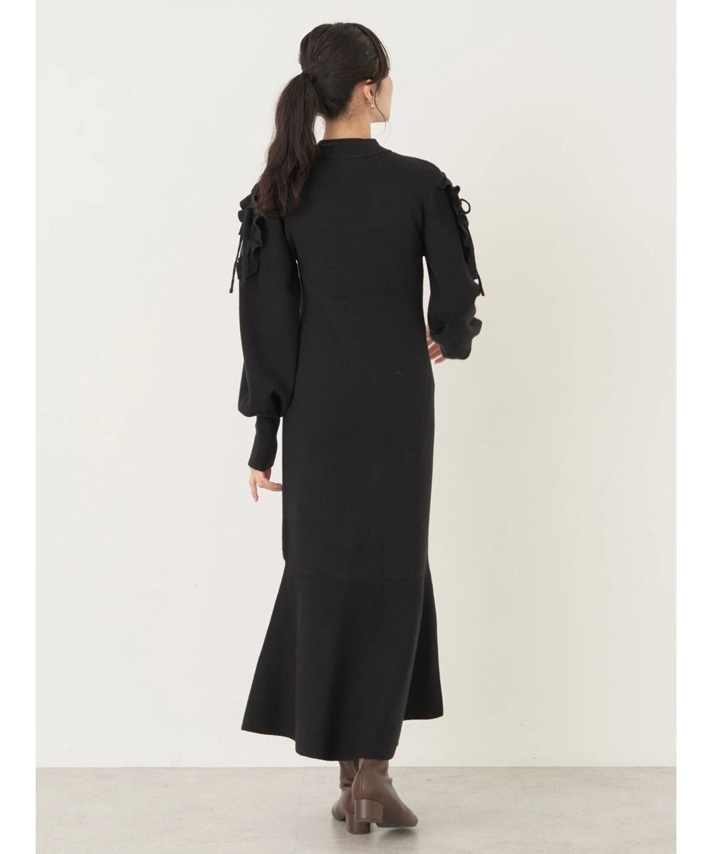 earth music&ecology 袖シアーフリルニットワンピース 
