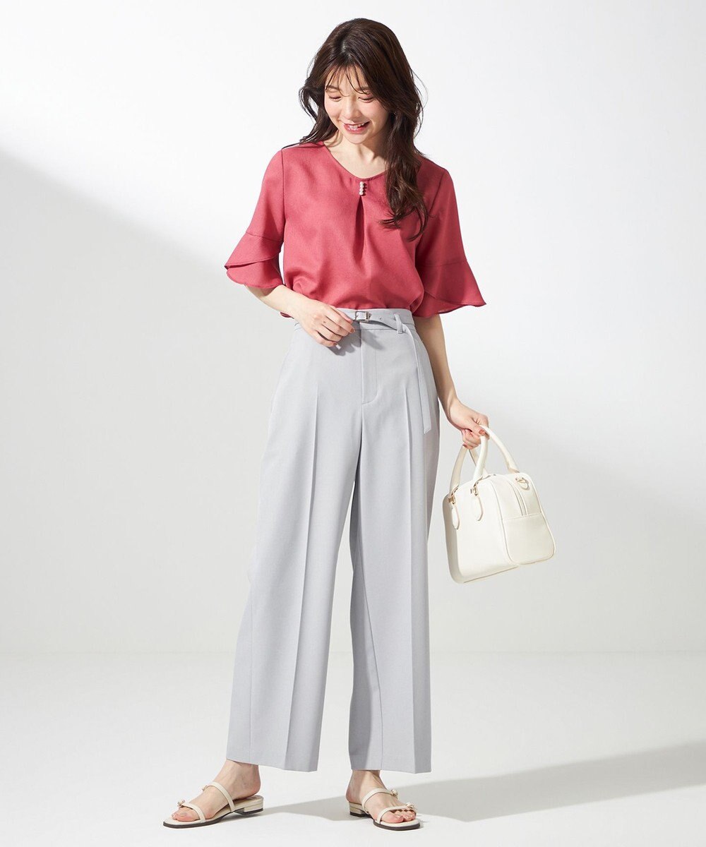 ANY SIS S 【接触冷感・UVカット・速乾】スムージーポリエステル フレアスリーブ ブラウス 