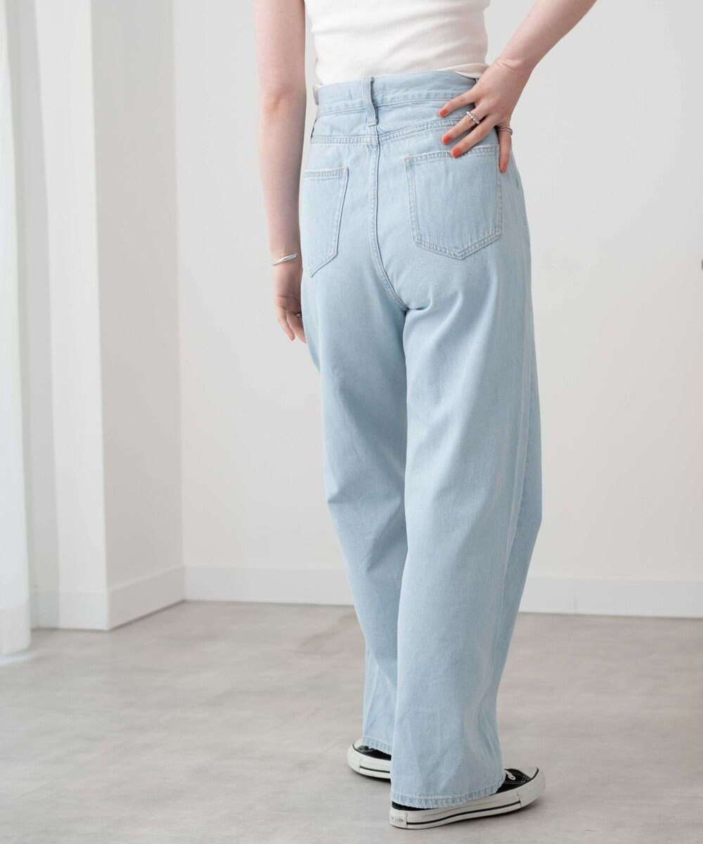 WEGO ウエストフィットワイドストレートデニムパンツ 