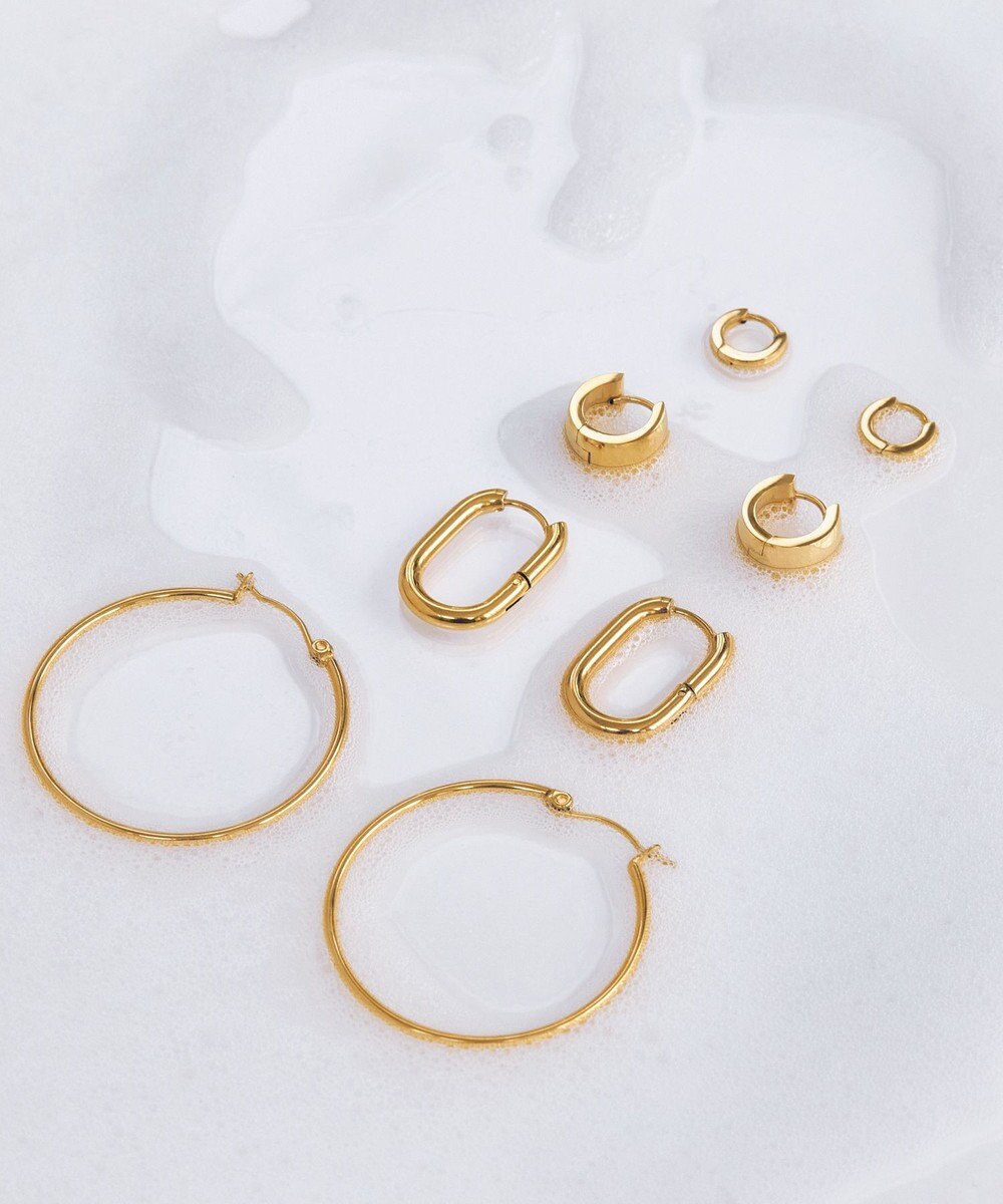 Phoebe 【金属アレルギー対応】ワンタッチワイドフープミニピアス　ゴールド/サージカルステンレス 