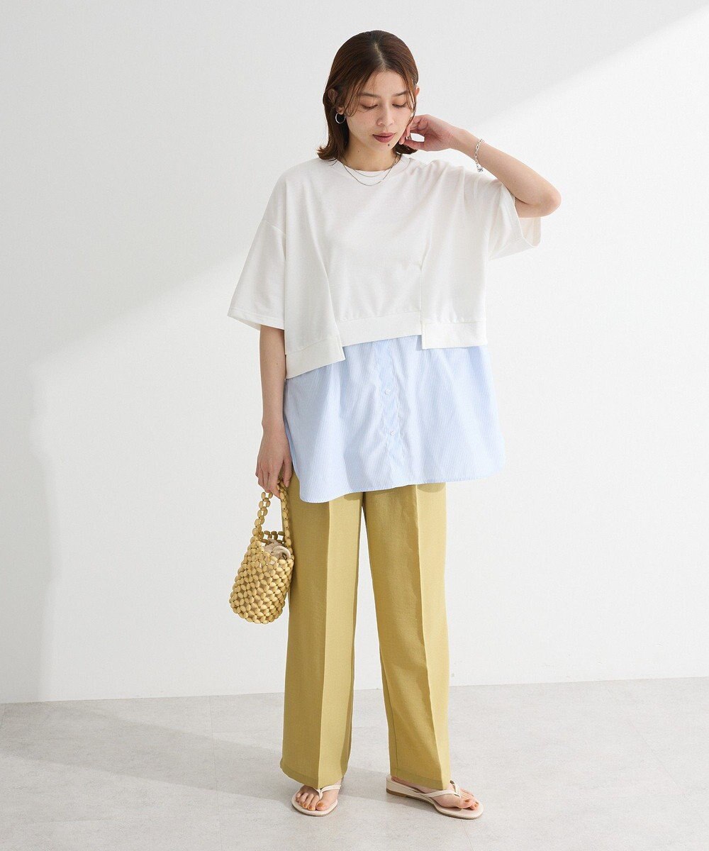 Green Parks 裾タックミニ裏毛シャツドッキングチュニック 