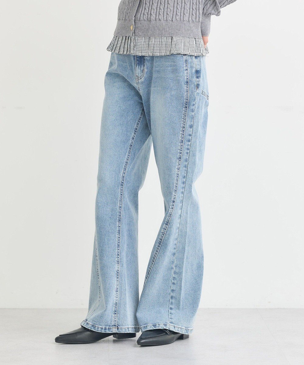 earth music&ecology 切り替えフレアデニムパンツ 