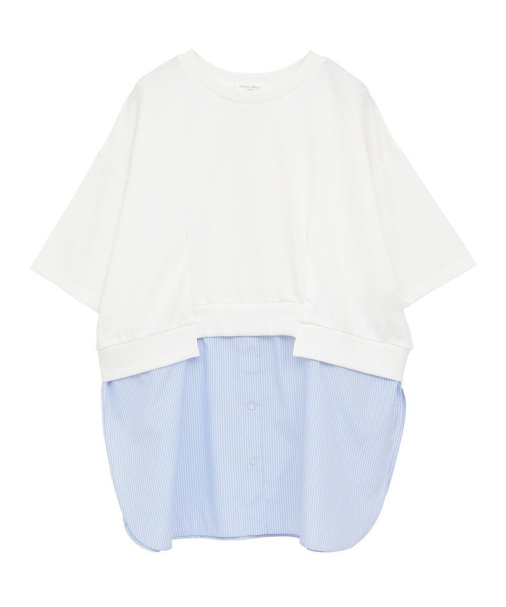 Green Parks 裾タックミニ裏毛シャツドッキングチュニック 