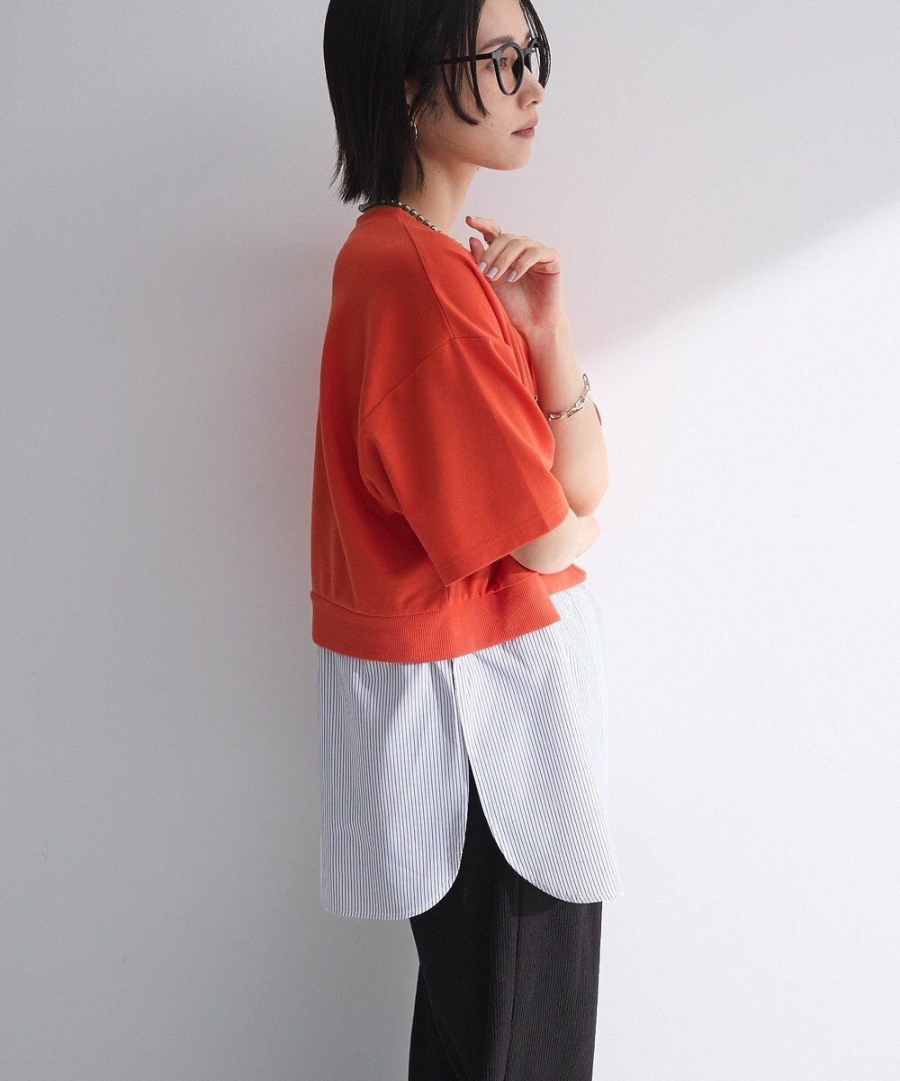 Green Parks 裾タックミニ裏毛シャツドッキングチュニック 