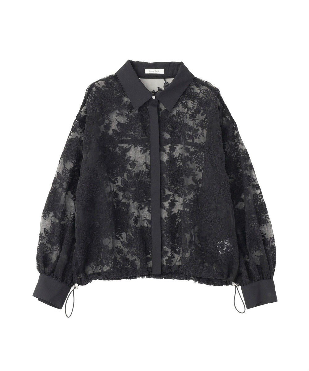 Green Parks オーガン刺繍比翼シャツ 