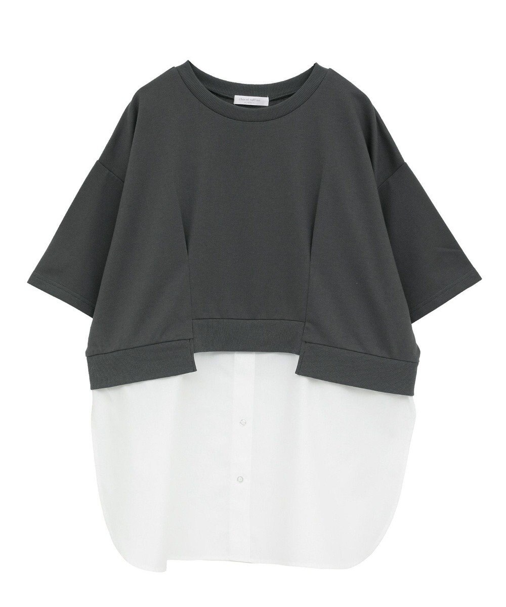 Green Parks 裾タックミニ裏毛シャツドッキングチュニック 