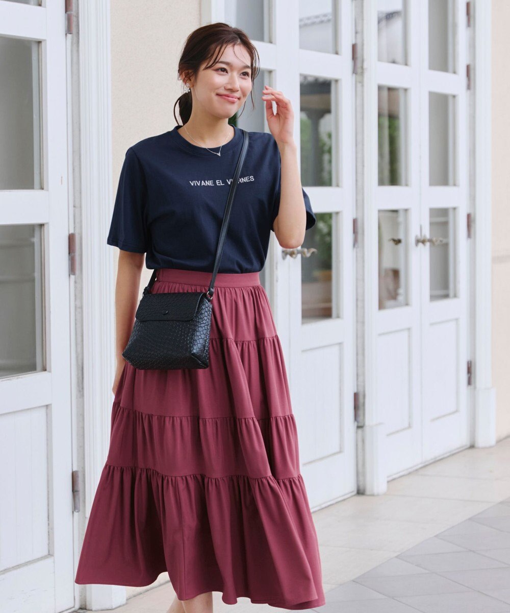 Tiaclasse 【洗える】刺繍ロゴシンプルTシャツ 