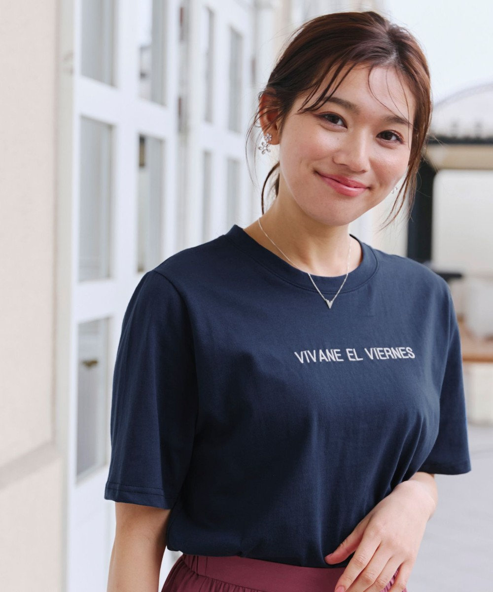 Tiaclasse 【洗える】刺繍ロゴシンプルTシャツ 