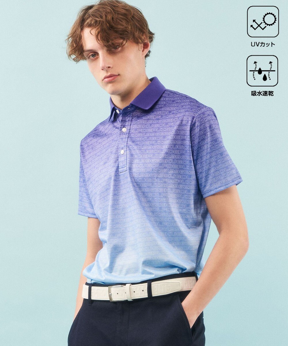 23区GOLF 【MEN】【UVケア/吸水速乾】グラデーションロゴ 半袖ポロシャツ 