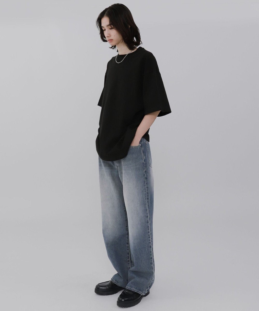 WEGO 【ウエスト調整可】ストレートデニムパンツ 