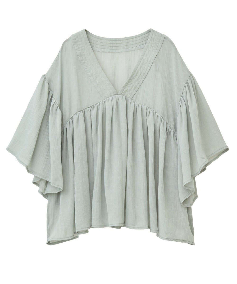 earth music&ecology Ｖネックギャザーブラウス 