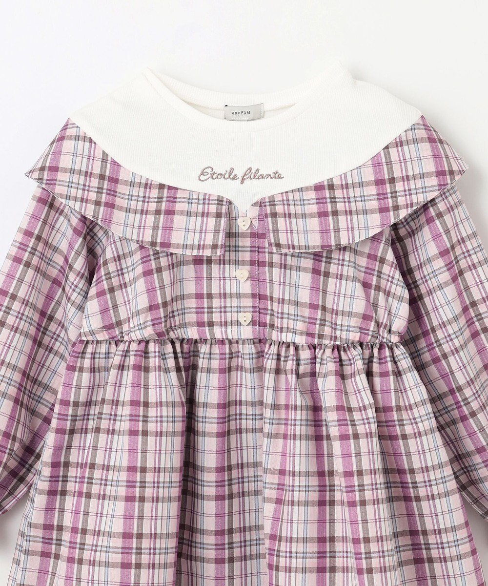 ANY KIDS チェックドッキングワンピース 