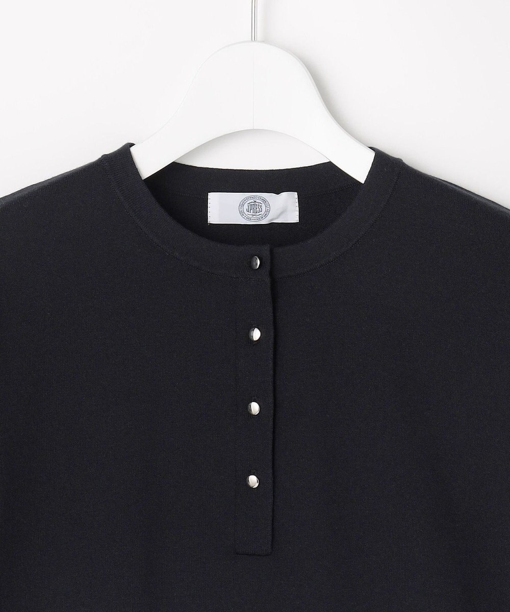 J.PRESS LADIES COOL MINT COTTON POLYESTER ヘンリーネック ニット プルオーバー 