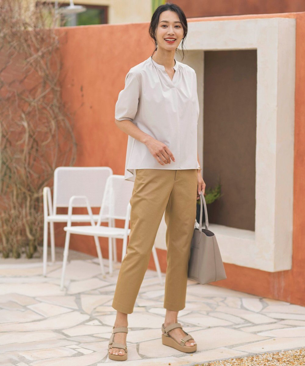 J.PRESS LADIES 【接触冷感】プレーティングジャージー ペプラム カットソー 