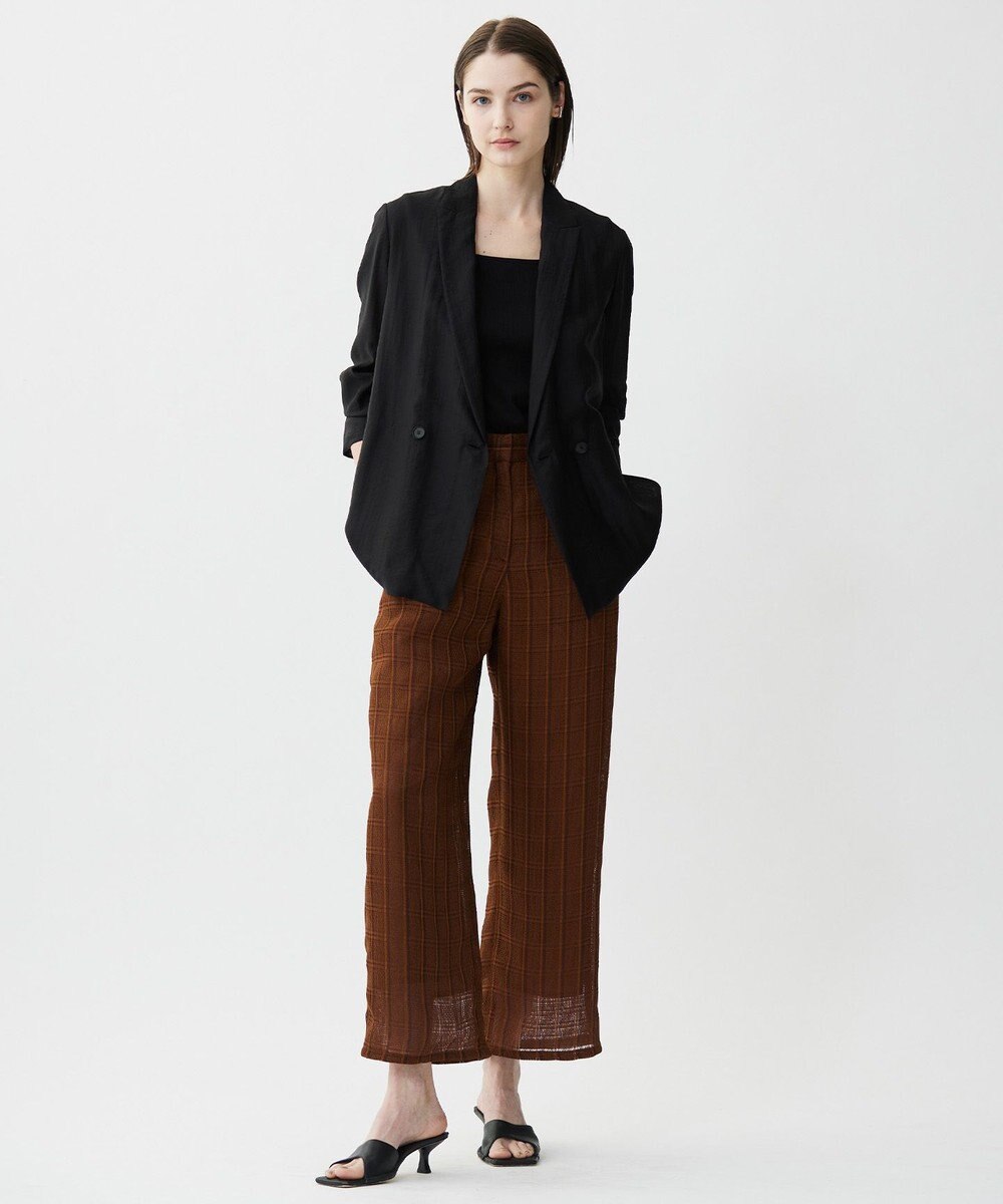 ICB スクエアチェックレノクロス ワイドストレートパンツ 