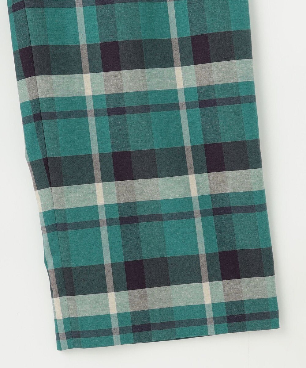 自由区 コットンリネンチェックワイドストレート パンツ 