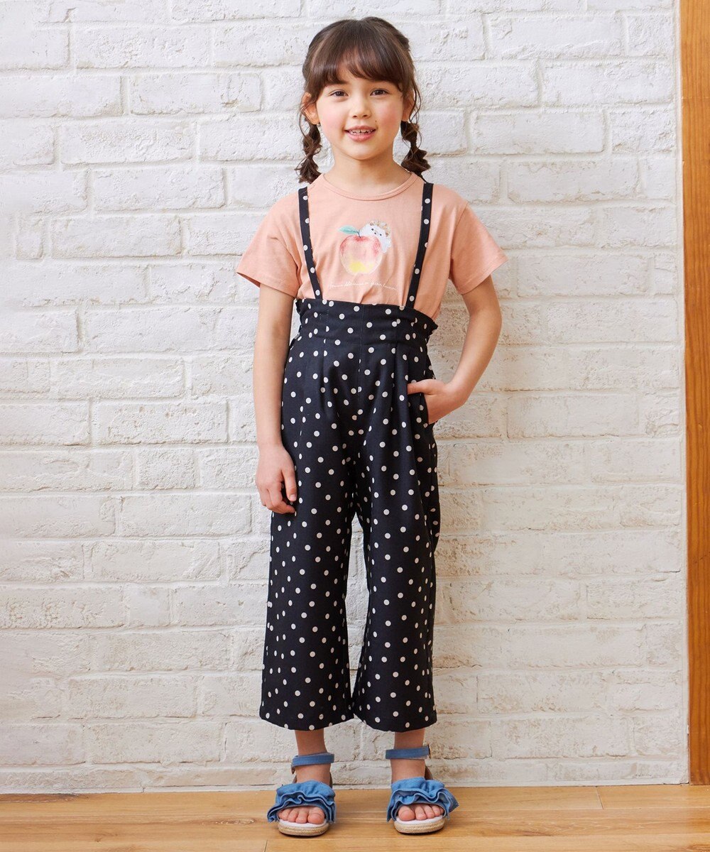 ANY KIDS 麻ライク ドット柄 ガウチョ 