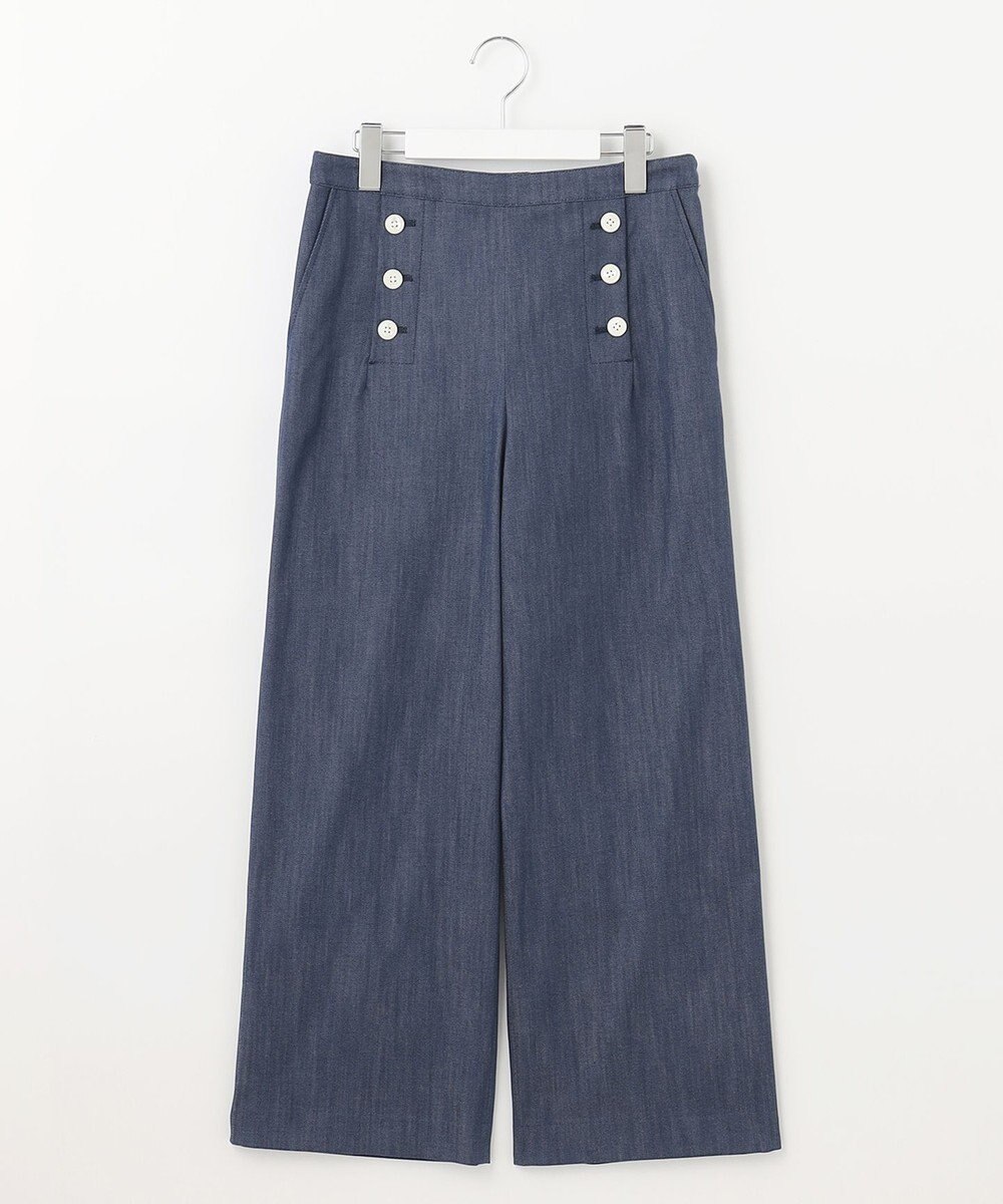 J.PRESS LADIES 【洗える】セルロースシャンブレー セミワイド マリン パンツ 