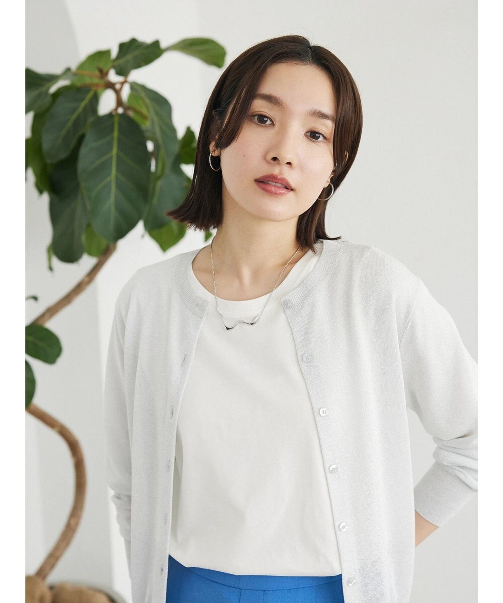 Green Parks ラメクルーネックカーディガン 