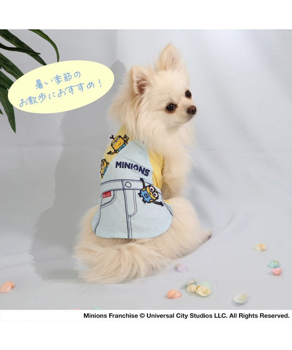 PET PARADISE 犬の服 春夏 ひんやり クール メッシュ 接触冷感 虫よけ ミニオン サロペット風 タンクトップ 【小型犬】 クールマックスエコメイド 