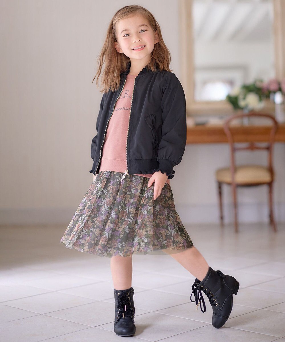 ANY KIDS 袖フリル ロゴ トレーナー 