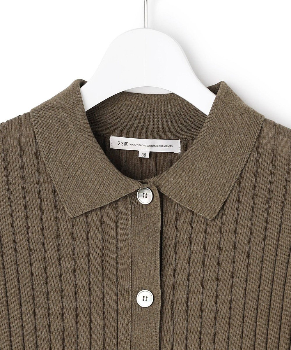 23区 【先行予約】ワイドリブ 五分袖 ポロニット 