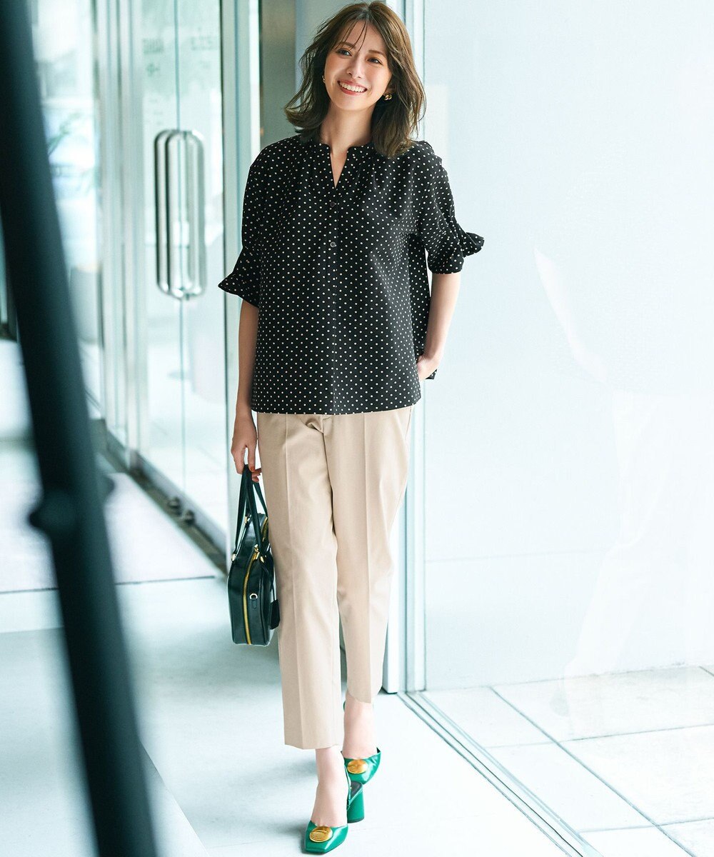 23区 S 【WEB&一部店舗限定/洗える】ドットプリント サッカー ブラウス 