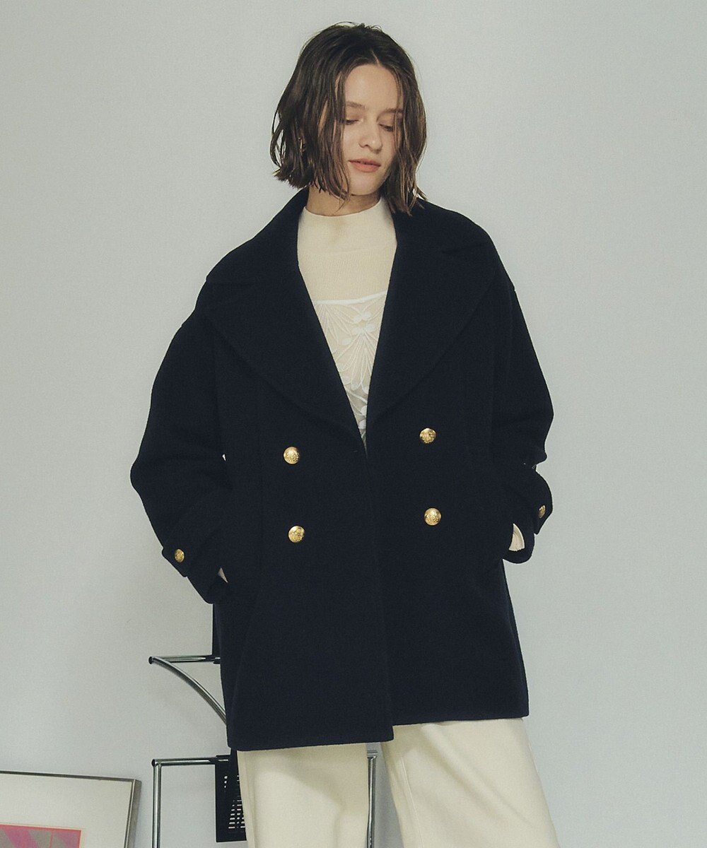 YECCA VECCA ウール混ミドル丈Pコート 